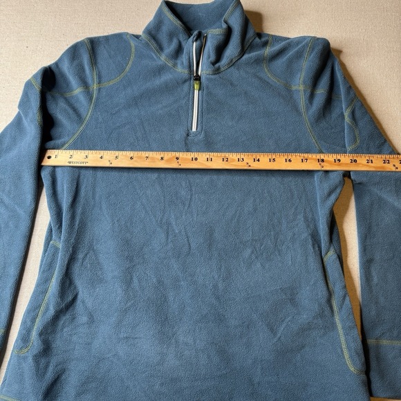 Title Nine Women's Blue Grey 1/4 Zip Fleece Pullover Sweater Size Large Pockets - Picture 6 of 8